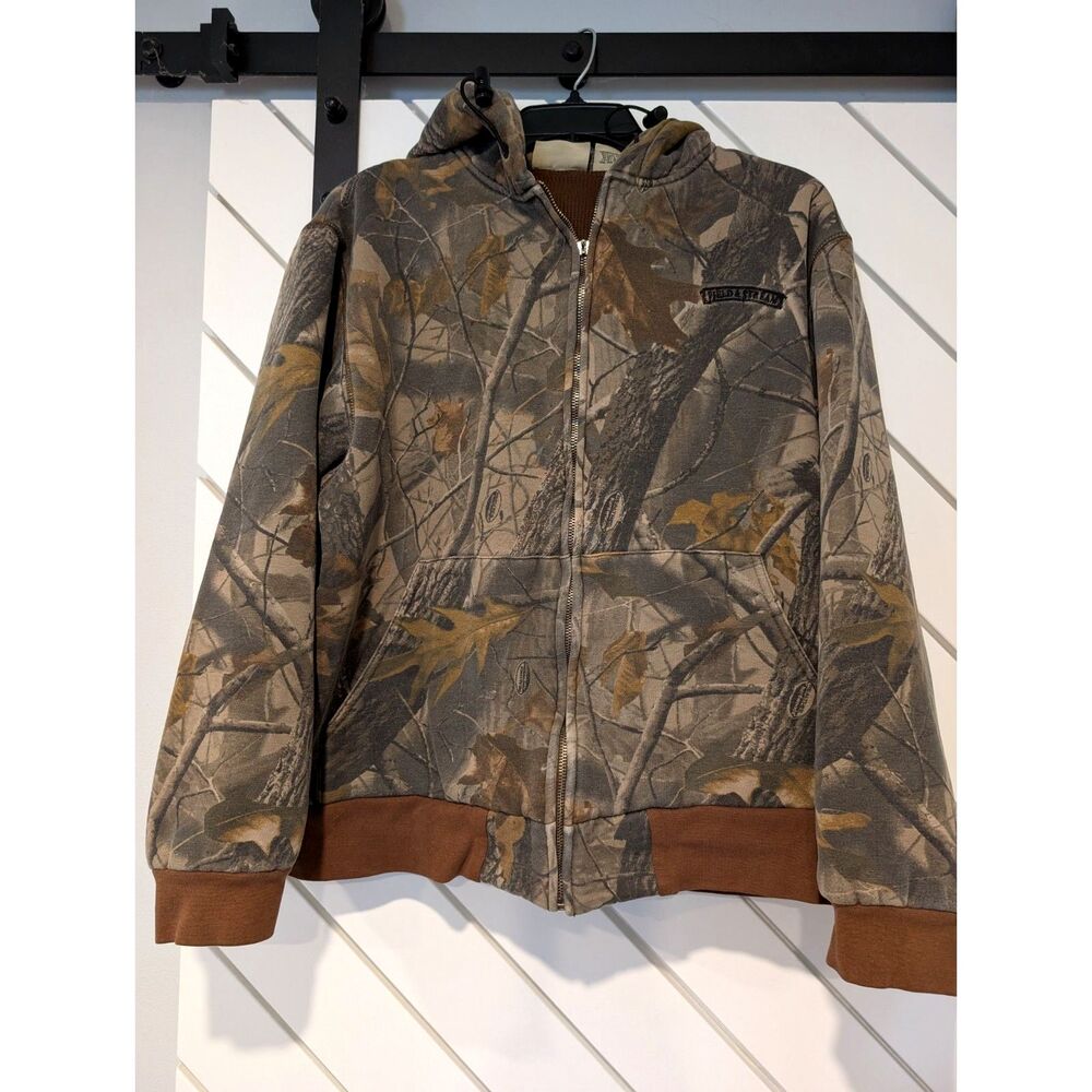 Field & Stream Camo Full Zipper Hoodie Sweatshirt Medium
